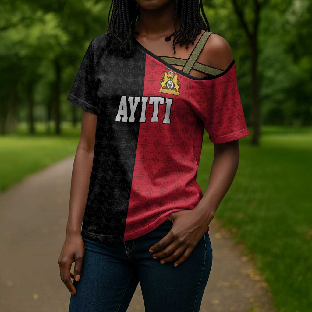 Afro-Haitians Empire of Haiti 1804-1806 Cross Shoulder Shirt Fleur-De-Lis Veves Motif - Wonder Print Shop