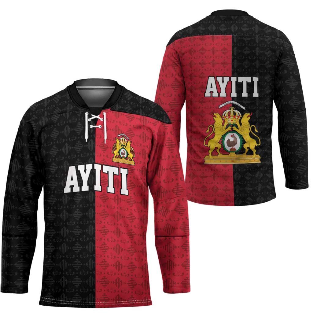 Afro-Haitians Empire of Haiti 1804-1806 Hockey Jersey Fleur-De-Lis Veves Motif - Wonder Print Shop