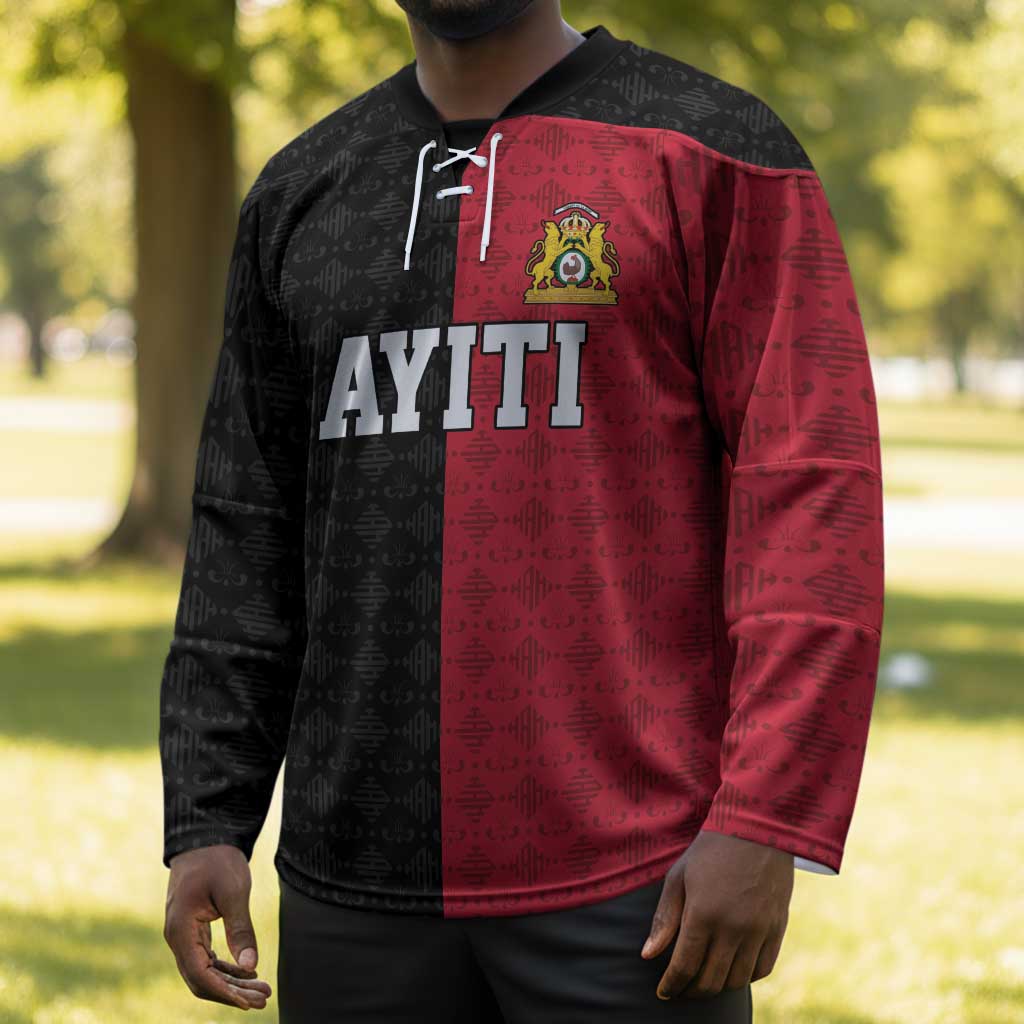 Afro-Haitians Empire of Haiti 1804-1806 Hockey Jersey Fleur-De-Lis Veves Motif - Wonder Print Shop