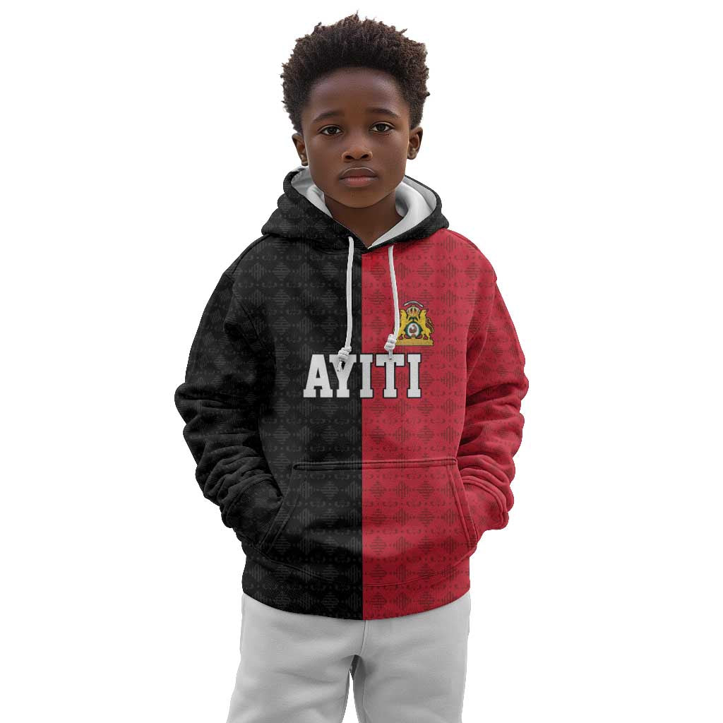 Afro-Haitians Empire of Haiti 1804-1806 Kid Hoodie Fleur-De-Lis Veves Motif - Wonder Print Shop