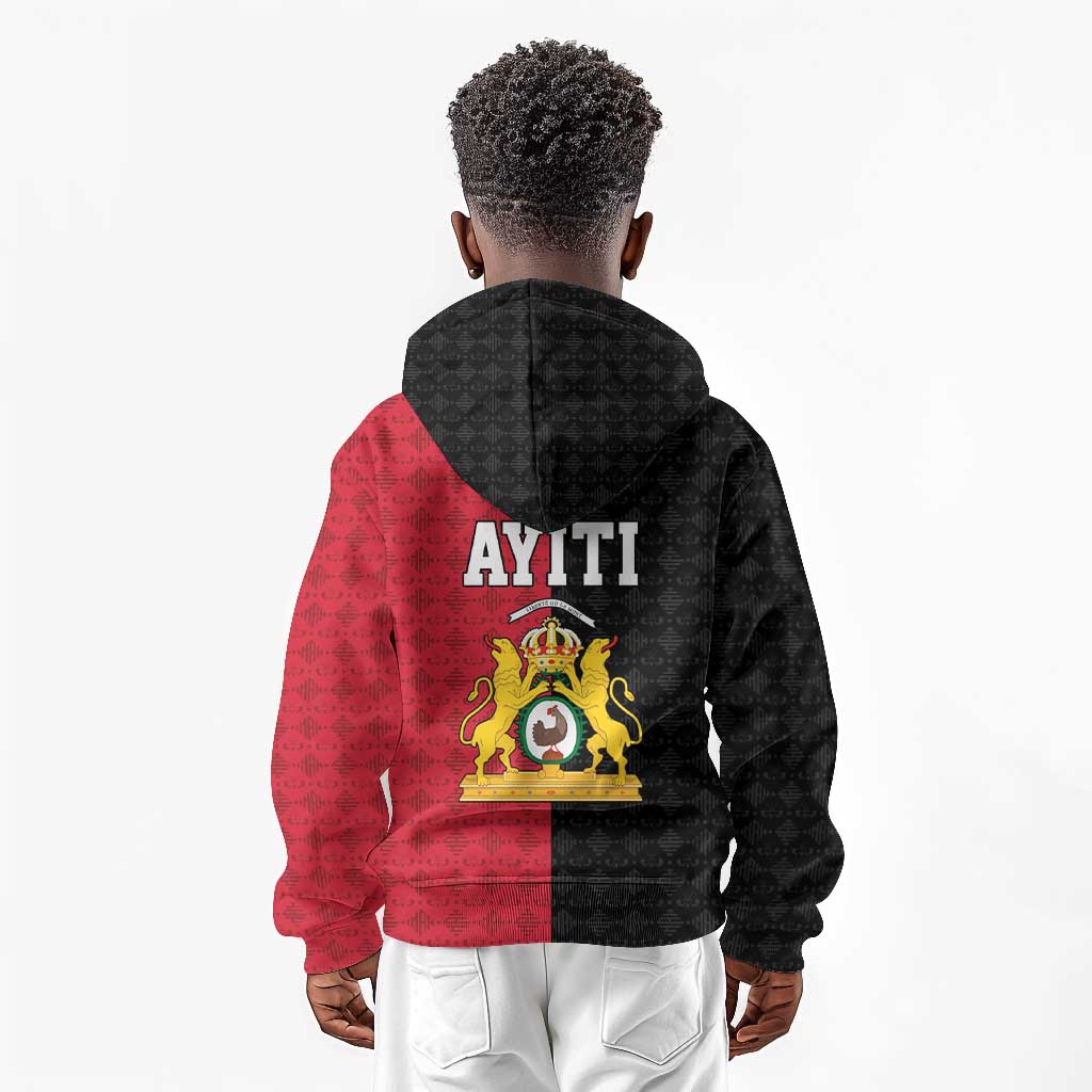 Afro-Haitians Empire of Haiti 1804-1806 Kid Hoodie Fleur-De-Lis Veves Motif - Wonder Print Shop
