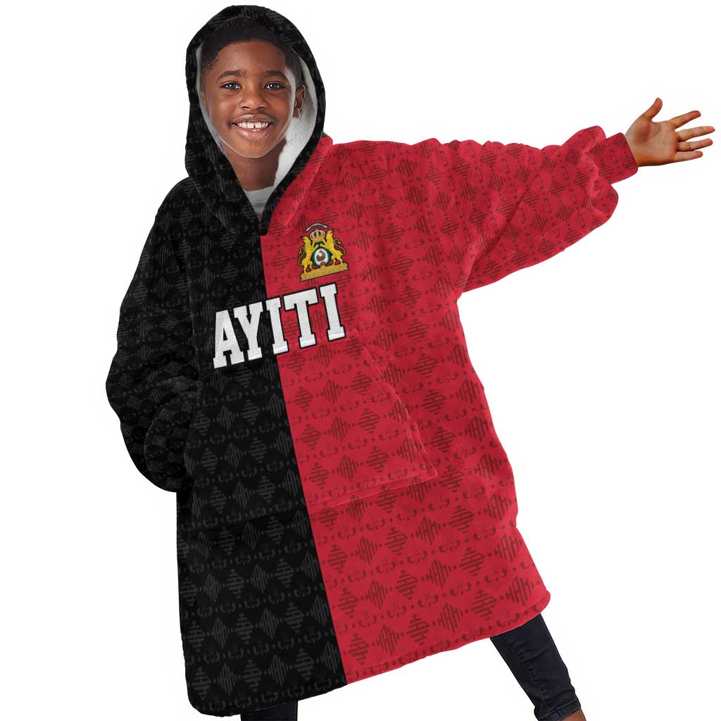 Afro-Haitians Empire of Haiti 1804-1806 Kid Wearable Blanket Hoodie Fleur-De-Lis Veves Motif - Wonder Print Shop