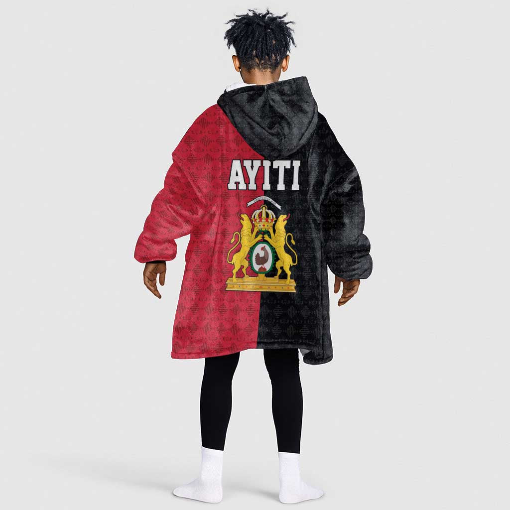 Afro-Haitians Empire of Haiti 1804-1806 Kid Wearable Blanket Hoodie Fleur-De-Lis Veves Motif - Wonder Print Shop
