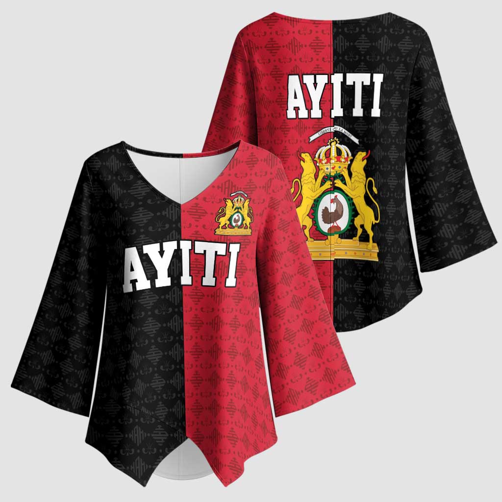 Afro-Haitians Empire of Haiti 1804-1806 Kimono Sleeve Blouse Fleur-De-Lis Veves Motif - Wonder Print Shop
