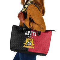 Afro-Haitians Empire of Haiti 1804-1806 Leather Tote Bag Fleur-De-Lis Veves Motif - Wonder Print Shop