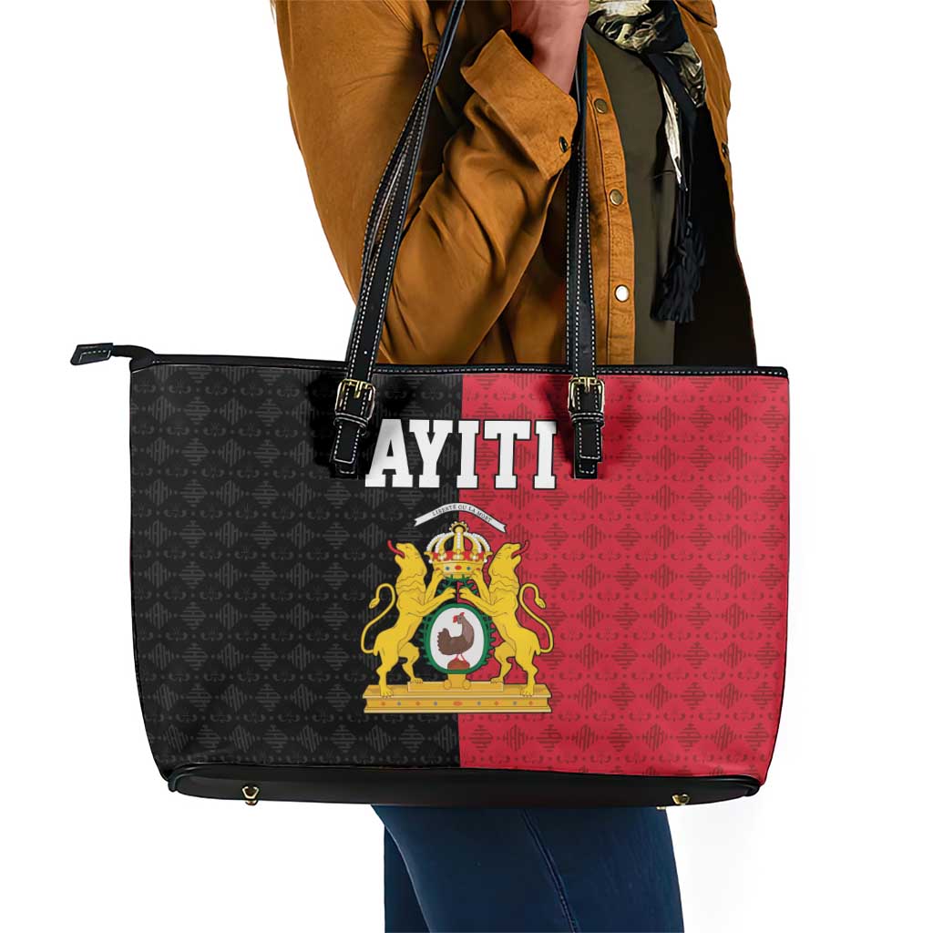 Afro-Haitians Empire of Haiti 1804-1806 Leather Tote Bag Fleur-De-Lis Veves Motif - Wonder Print Shop