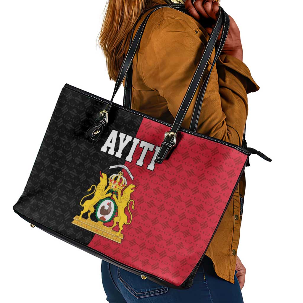 Afro-Haitians Empire of Haiti 1804-1806 Leather Tote Bag Fleur-De-Lis Veves Motif - Wonder Print Shop