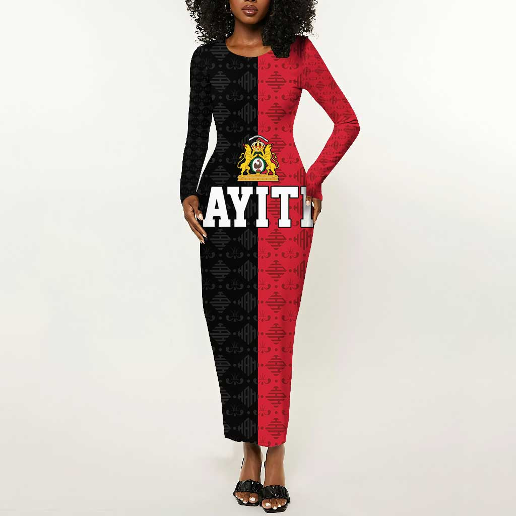 Afro-Haitians Empire of Haiti 1804-1806 Long Sleeve Bodycon Dress Fleur-De-Lis Veves Motif - Wonder Print Shop