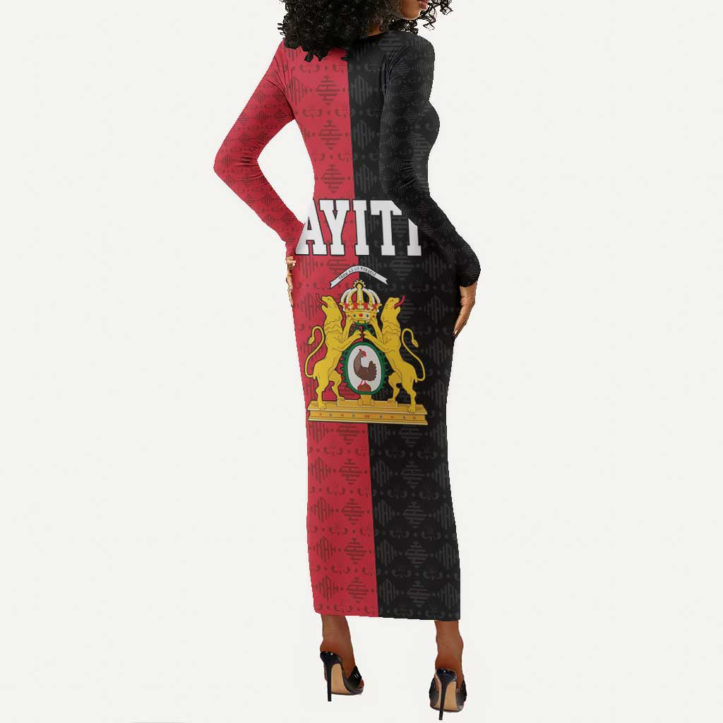 Afro-Haitians Empire of Haiti 1804-1806 Long Sleeve Bodycon Dress Fleur-De-Lis Veves Motif - Wonder Print Shop