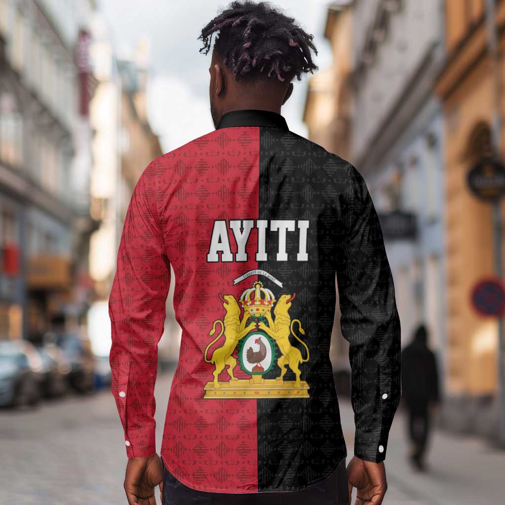 Afro-Haitians Empire of Haiti 1804-1806 Long Sleeve Button Shirt Fleur-De-Lis Veves Motif - Wonder Print Shop