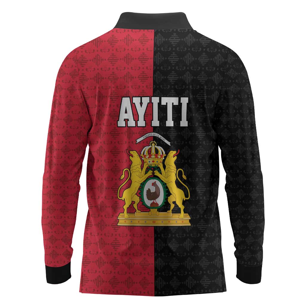Afro-Haitians Empire of Haiti 1804-1806 Long Sleeve Polo Shirt Fleur-De-Lis Veves Motif - Wonder Print Shop