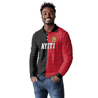 Afro-Haitians Empire of Haiti 1804-1806 Long Sleeve Polo Shirt Fleur-De-Lis Veves Motif - Wonder Print Shop