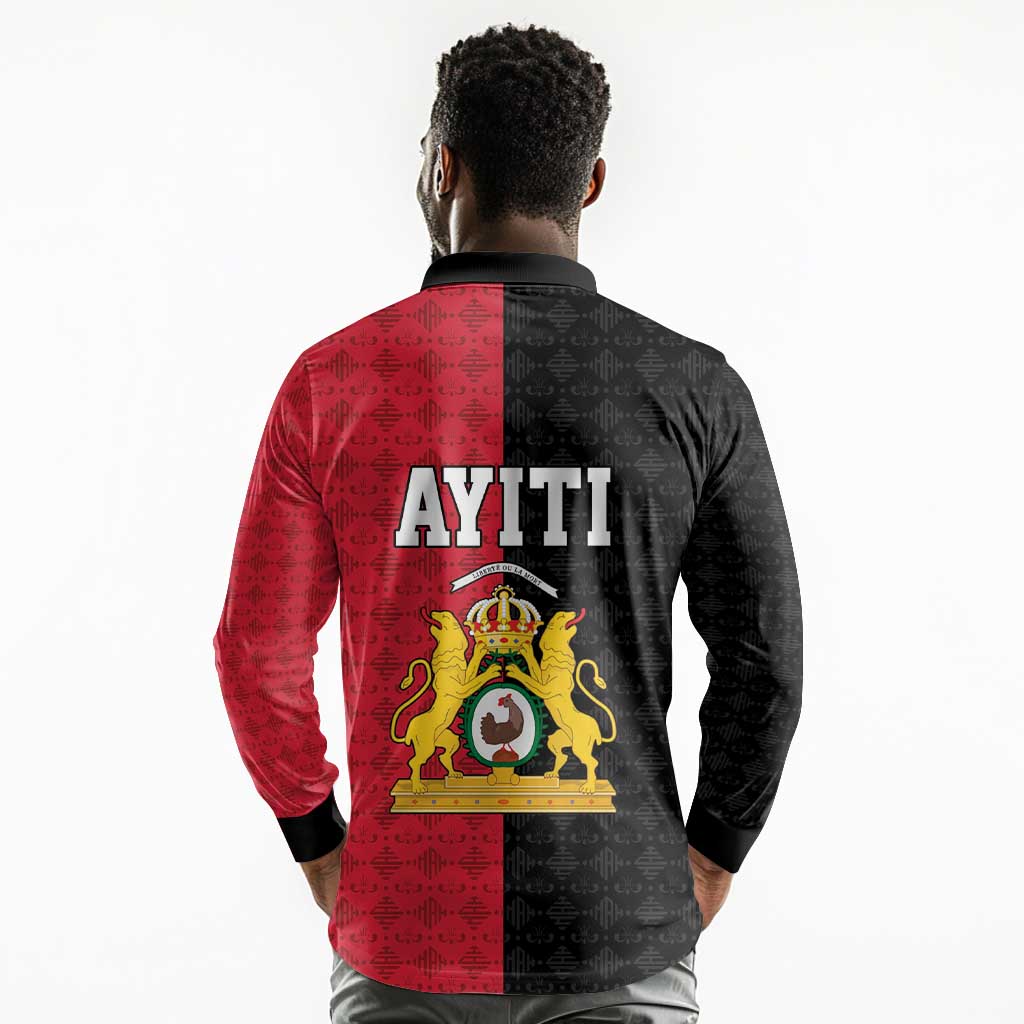 Afro-Haitians Empire of Haiti 1804-1806 Long Sleeve Polo Shirt Fleur-De-Lis Veves Motif - Wonder Print Shop