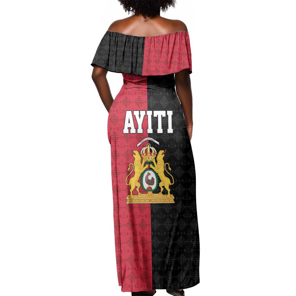 Afro-Haitians Empire of Haiti 1804-1806 Off Shoulder Maxi Dress Fleur-De-Lis Veves Motif - Wonder Print Shop