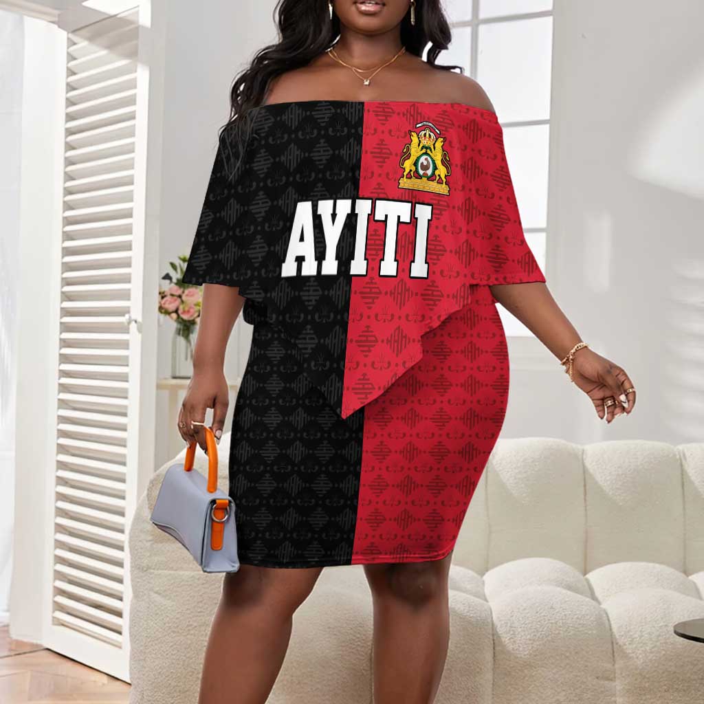Afro-Haitians Empire of Haiti 1804-1806 Off Shoulder Short Dress Fleur-De-Lis Veves Motif - Wonder Print Shop