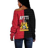 Afro-Haitians Empire of Haiti 1804-1806 Off Shoulder Sweater Fleur-De-Lis Veves Motif - Wonder Print Shop