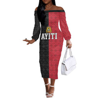 Afro-Haitians Empire of Haiti 1804-1806 Off The Shoulder Long Sleeve Dress Fleur-De-Lis Veves Motif - Wonder Print Shop