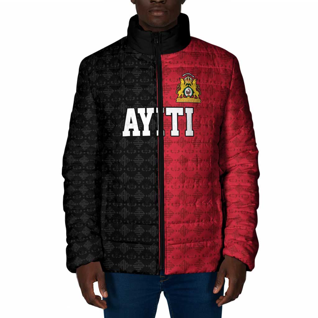 Afro-Haitians Empire of Haiti 1804-1806 Padded Jacket Fleur-De-Lis Veves Motif - Wonder Print Shop
