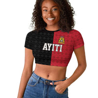 Afro-Haitians Empire of Haiti 1804-1806 Raglan Cropped T shirt Fleur-De-Lis Veves Motif LT18