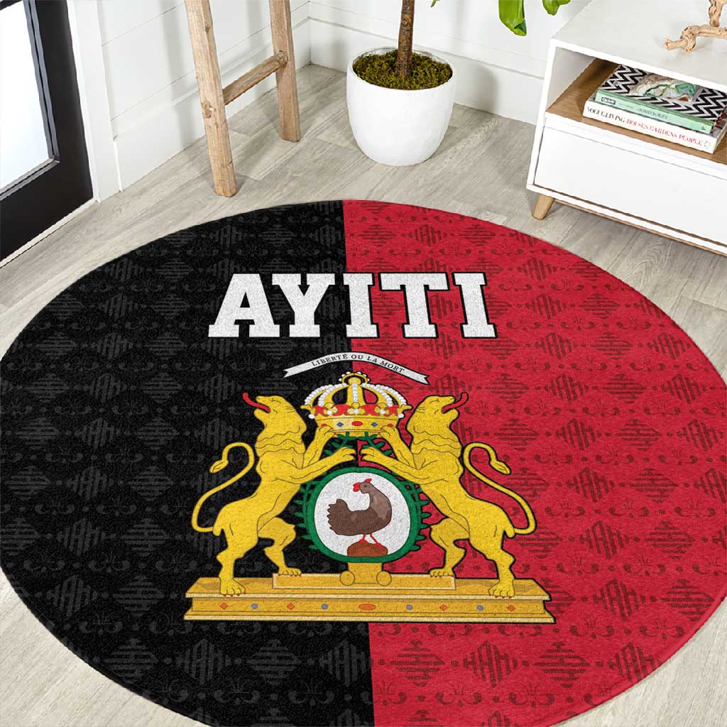 Afro-Haitians Empire of Haiti 1804-1806 Round Carpet Fleur-De-Lis Veves Motif - Wonder Print Shop