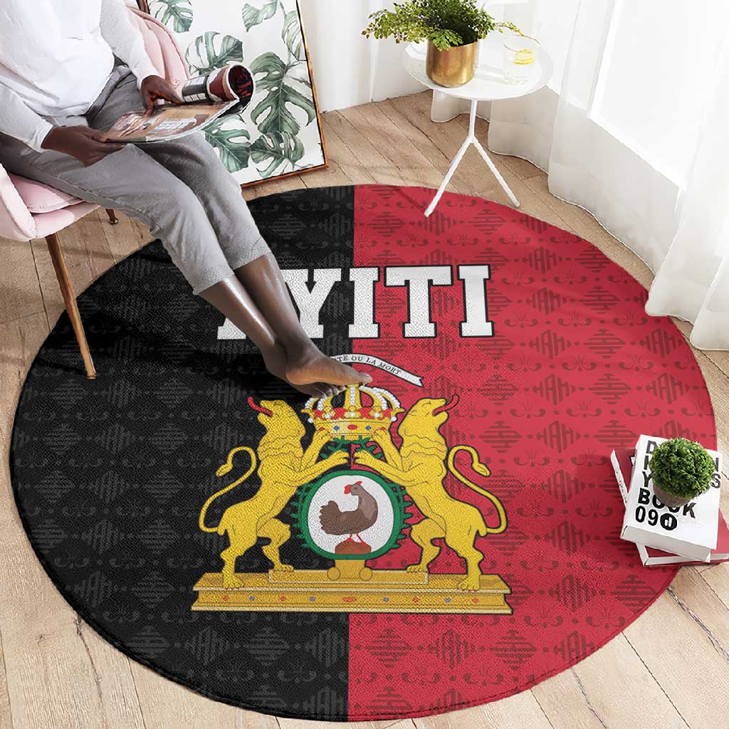 Afro-Haitians Empire of Haiti 1804-1806 Round Carpet Fleur-De-Lis Veves Motif - Wonder Print Shop