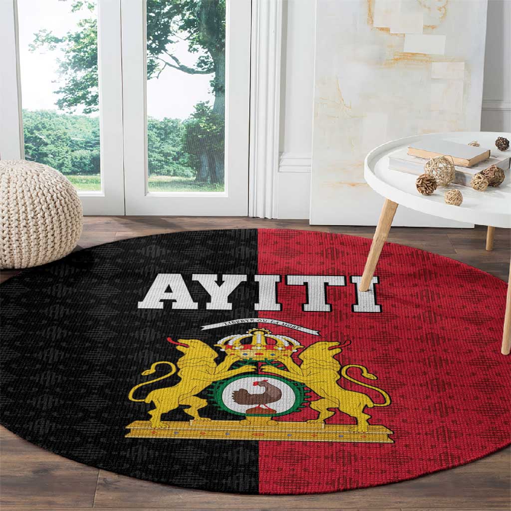 Afro-Haitians Empire of Haiti 1804-1806 Round Carpet Fleur-De-Lis Veves Motif - Wonder Print Shop