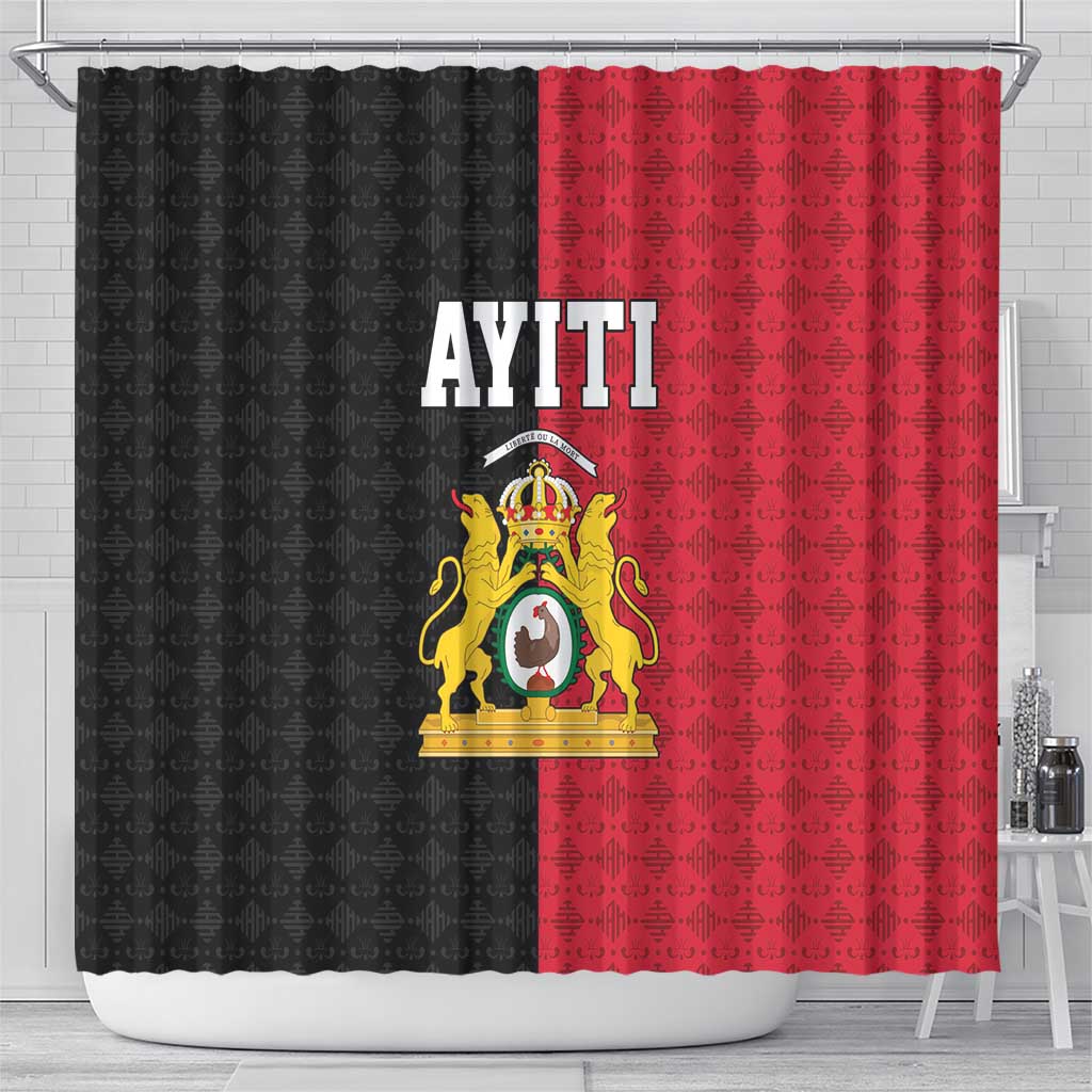 Afro-Haitians Empire of Haiti 1804-1806 Shower Curtain Fleur-De-Lis Veves Motif - Wonder Print Shop