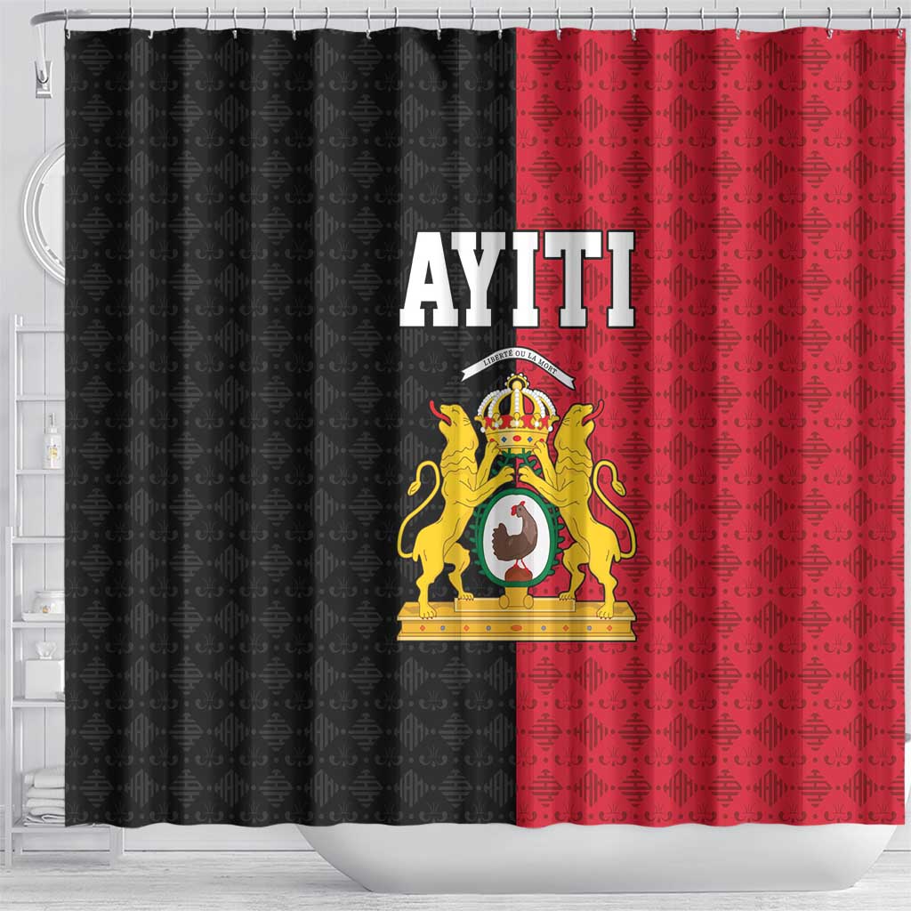 Afro-Haitians Empire of Haiti 1804-1806 Shower Curtain Fleur-De-Lis Veves Motif - Wonder Print Shop