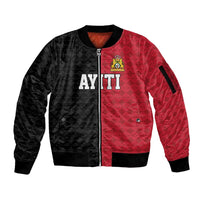 Afro-Haitians Empire of Haiti 1804-1806 Sleeve Zip Bomber Jacket Fleur-De-Lis Veves Motif - Wonder Print Shop