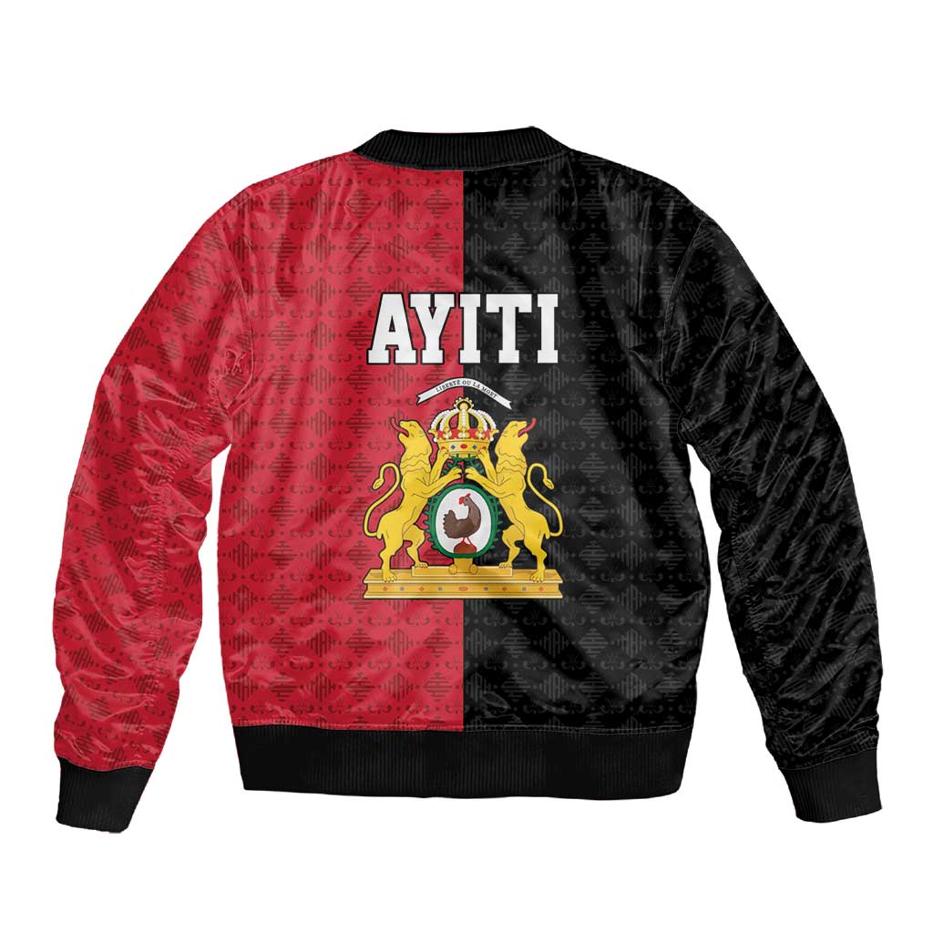 Afro-Haitians Empire of Haiti 1804-1806 Sleeve Zip Bomber Jacket Fleur-De-Lis Veves Motif - Wonder Print Shop