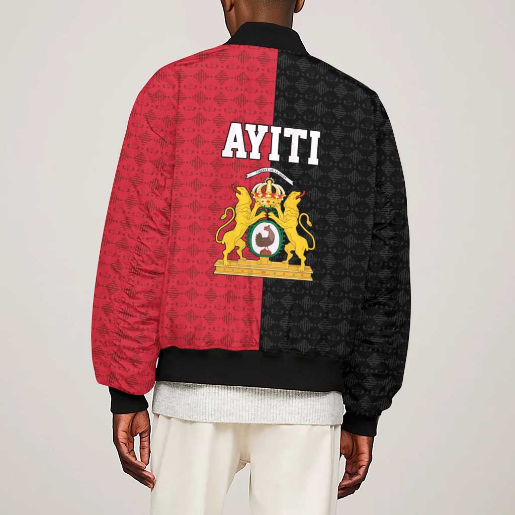 Afro-Haitians Empire of Haiti 1804-1806 Sleeve Zip Bomber Jacket Fleur-De-Lis Veves Motif - Wonder Print Shop