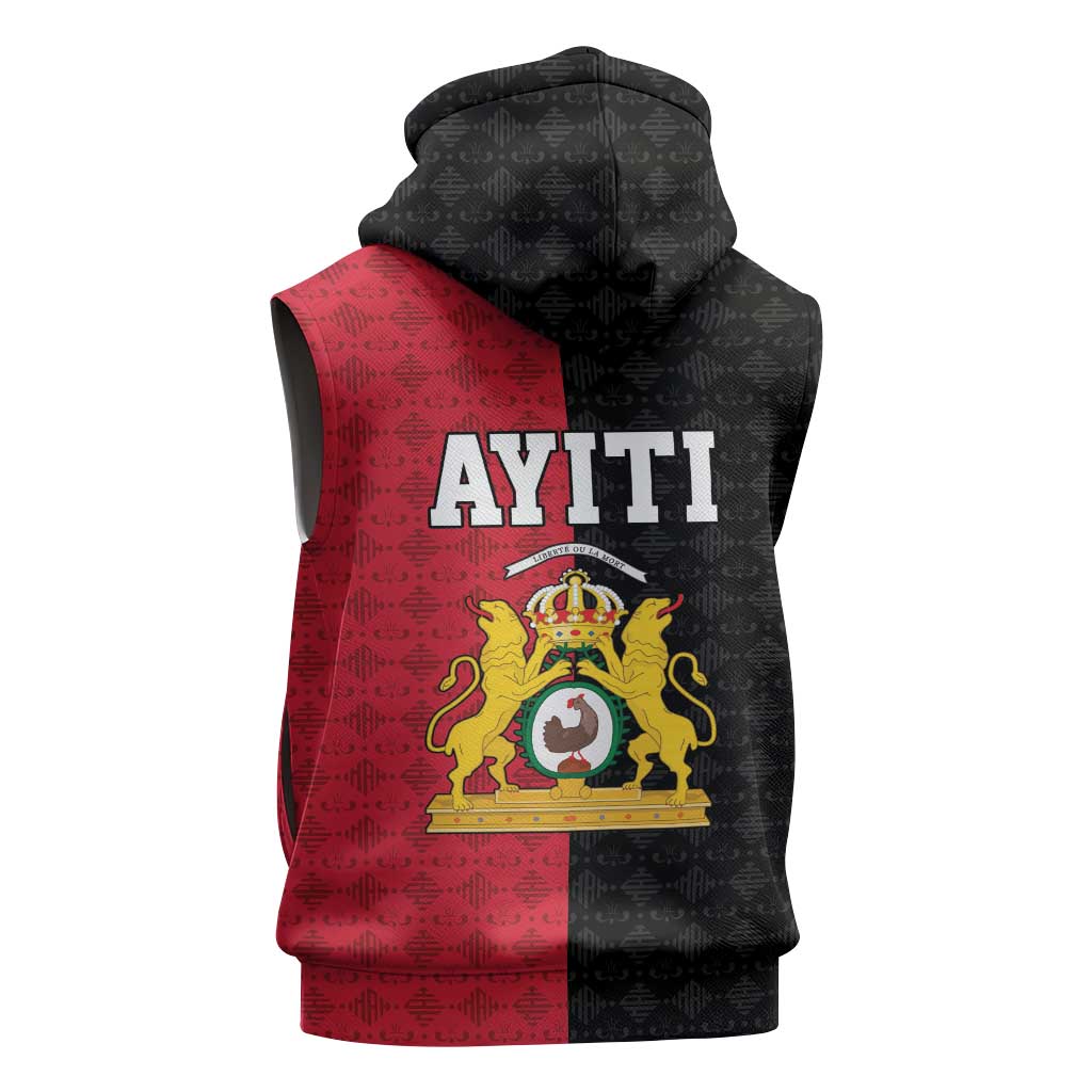 Afro-Haitians Empire of Haiti 1804-1806 Sleeveless Hoodie Fleur-De-Lis Veves Motif - Wonder Print Shop