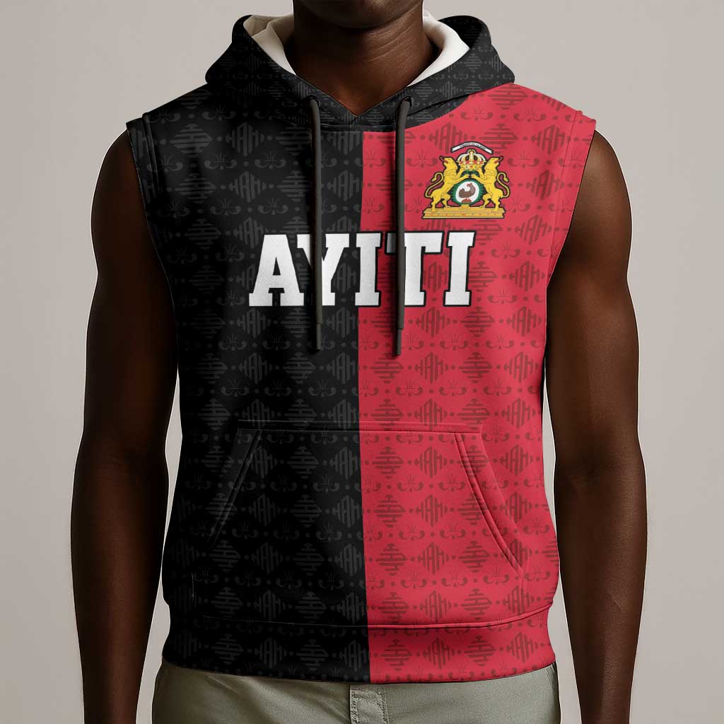 Afro-Haitians Empire of Haiti 1804-1806 Sleeveless Hoodie Fleur-De-Lis Veves Motif - Wonder Print Shop