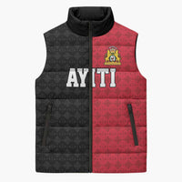 Afro-Haitians Empire of Haiti 1804-1806 Sleeveless Puffer Jacket Fleur-De-Lis Veves Motif - Wonder Print Shop