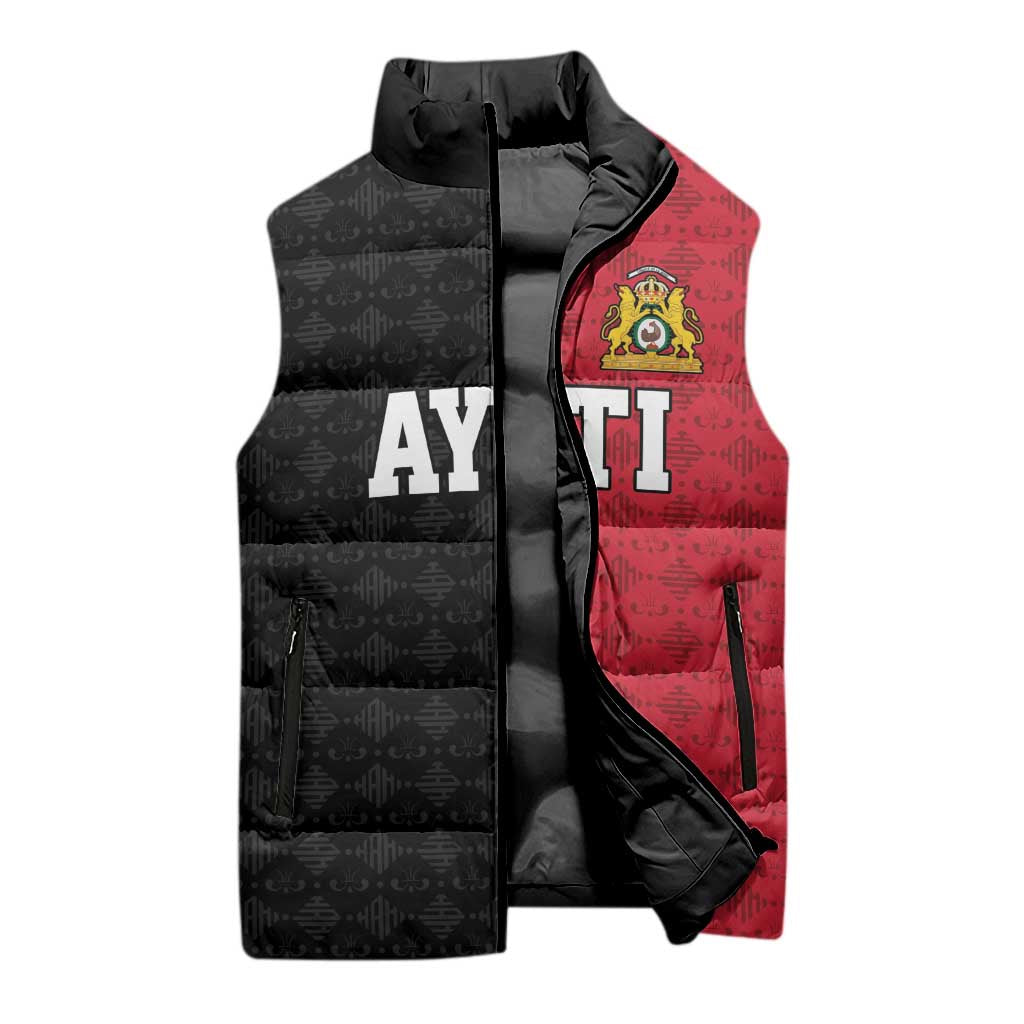 Afro-Haitians Empire of Haiti 1804-1806 Sleeveless Puffer Jacket Fleur-De-Lis Veves Motif - Wonder Print Shop