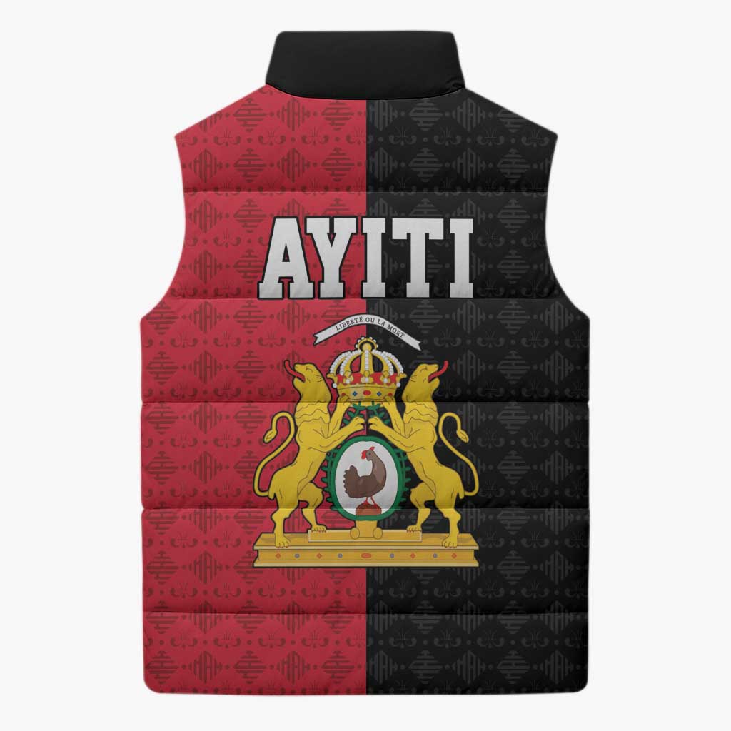 Afro-Haitians Empire of Haiti 1804-1806 Sleeveless Puffer Jacket Fleur-De-Lis Veves Motif - Wonder Print Shop