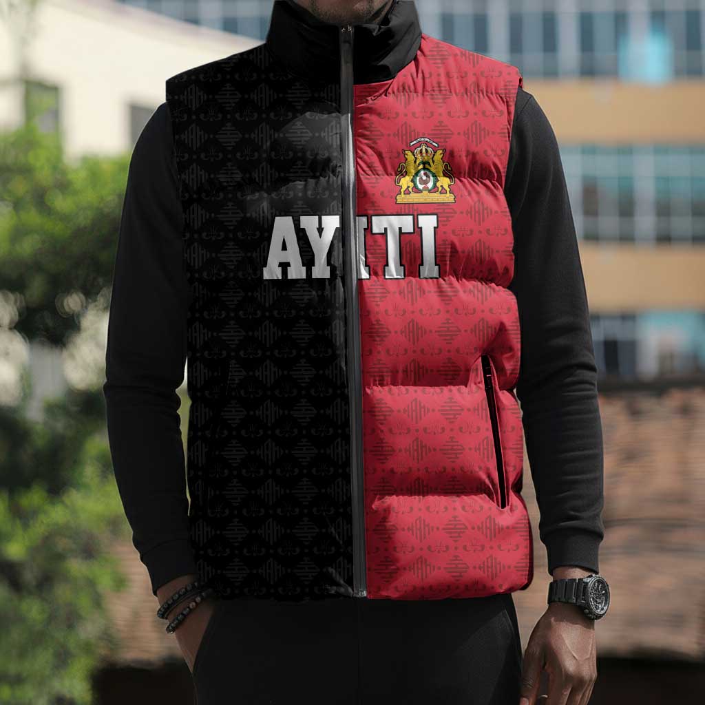 Afro-Haitians Empire of Haiti 1804-1806 Sleeveless Puffer Jacket Fleur-De-Lis Veves Motif - Wonder Print Shop