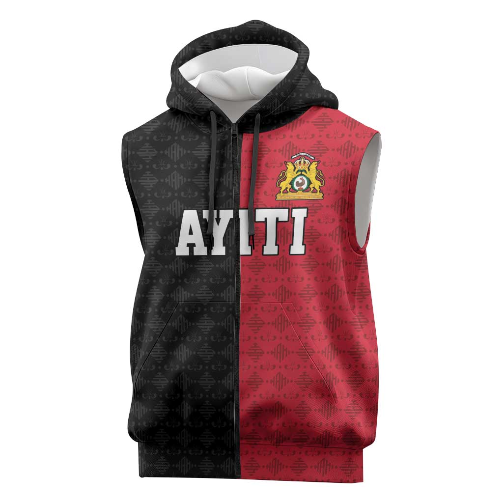 Afro-Haitians Empire of Haiti 1804-1806 Sleeveless Zip Hoodie Fleur-De-Lis Veves Motif - Wonder Print Shop