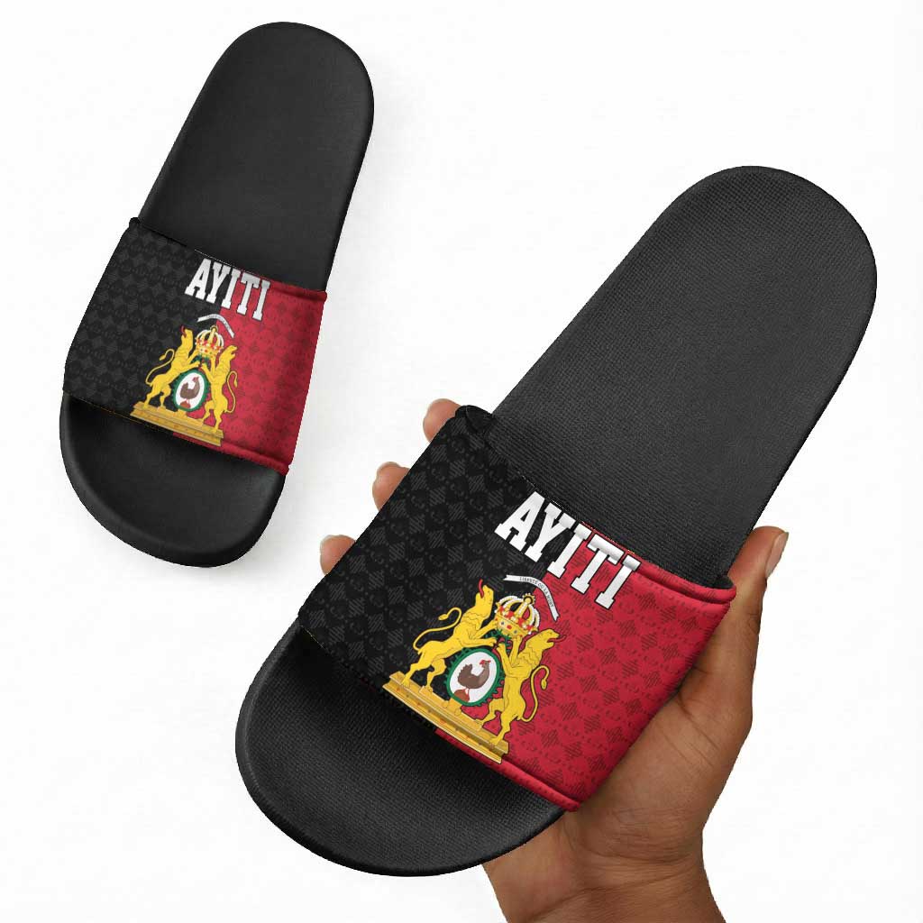Afro-Haitians Empire of Haiti 1804-1806 Slide Sandals Fleur-De-Lis Veves Motif - Wonder Print Shop