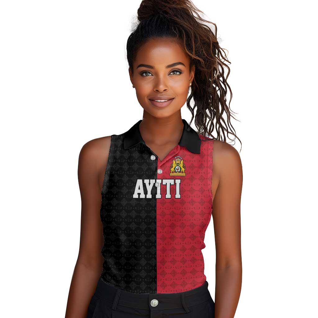 Afro-Haitians Empire of Haiti 1804-1806 Women Sleeveless Polo Shirt Fleur-De-Lis Veves Motif - Wonder Print Shop