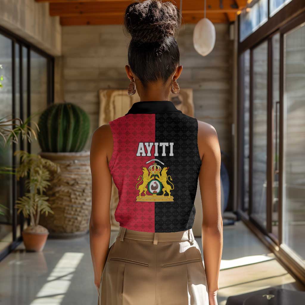 Afro-Haitians Empire of Haiti 1804-1806 Women Sleeveless Polo Shirt Fleur-De-Lis Veves Motif - Wonder Print Shop