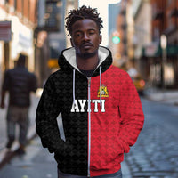 Afro-Haitians Empire of Haiti 1804-1806 Zip Hoodie Fleur-De-Lis Veves Motif - Wonder Print Shop