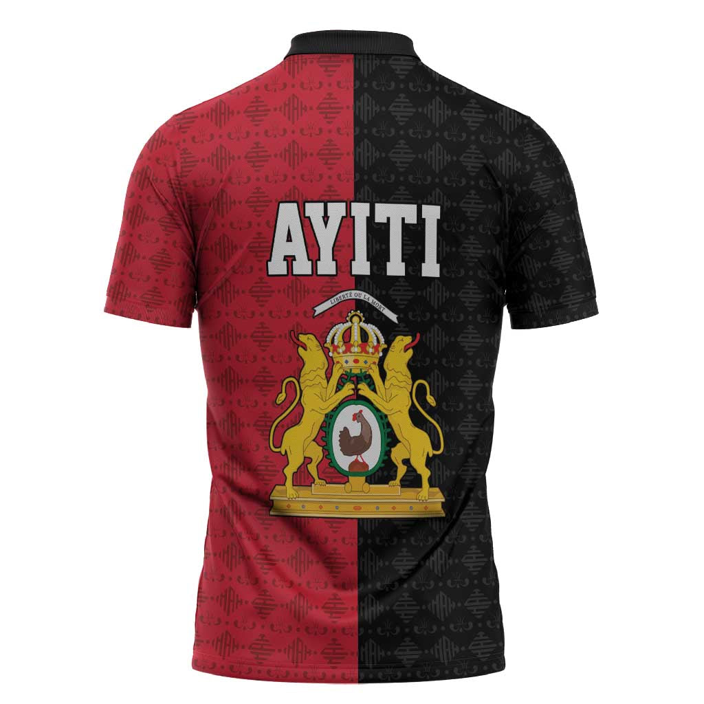 Afro-Haitians Empire of Haiti 1804-1806 Zipper Polo Shirt Fleur-De-Lis Veves Motif - Wonder Print Shop