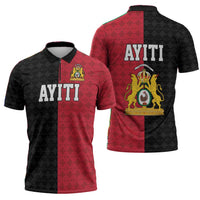 Afro-Haitians Empire of Haiti 1804-1806 Zipper Polo Shirt Fleur-De-Lis Veves Motif - Wonder Print Shop