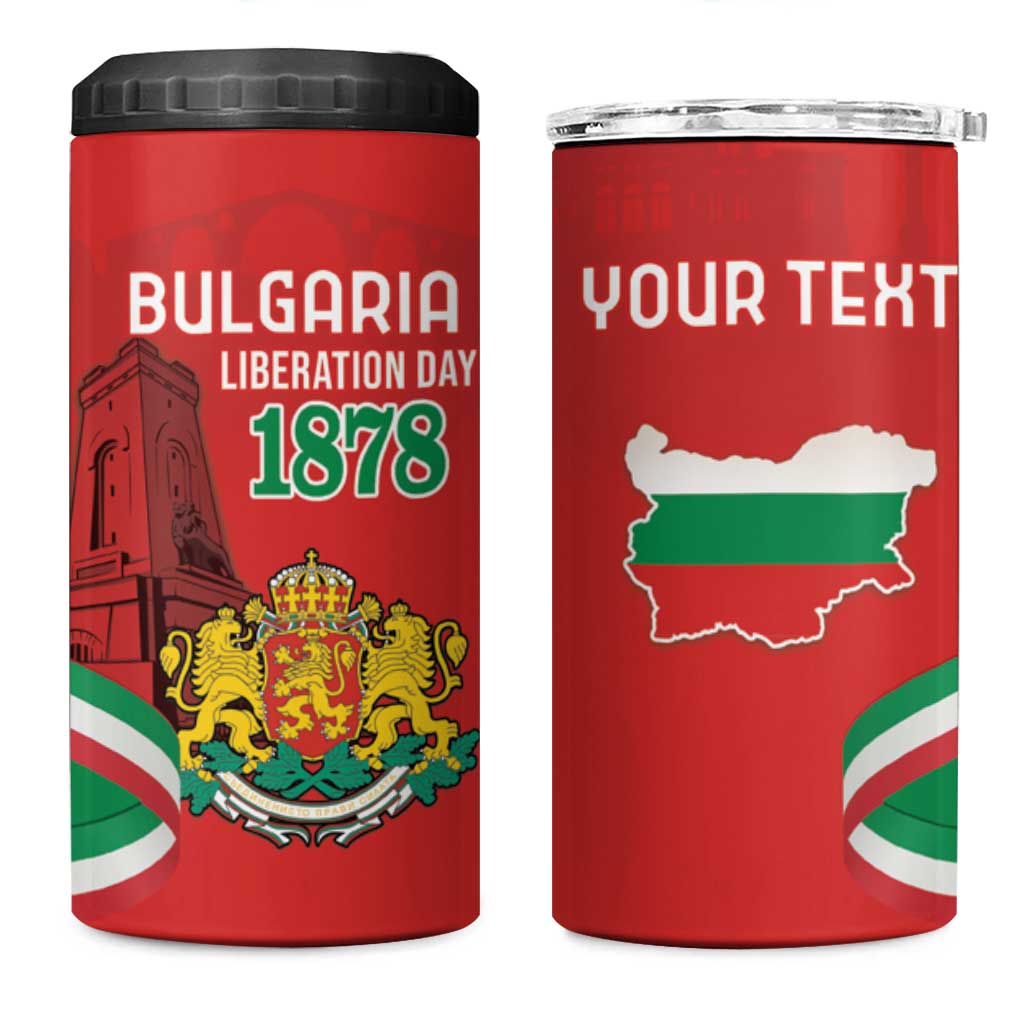 Personalized Bulgaria Liberation Day 4 in 1 Can Cooler Tumbler Shipka Monument Unity Makes Strength