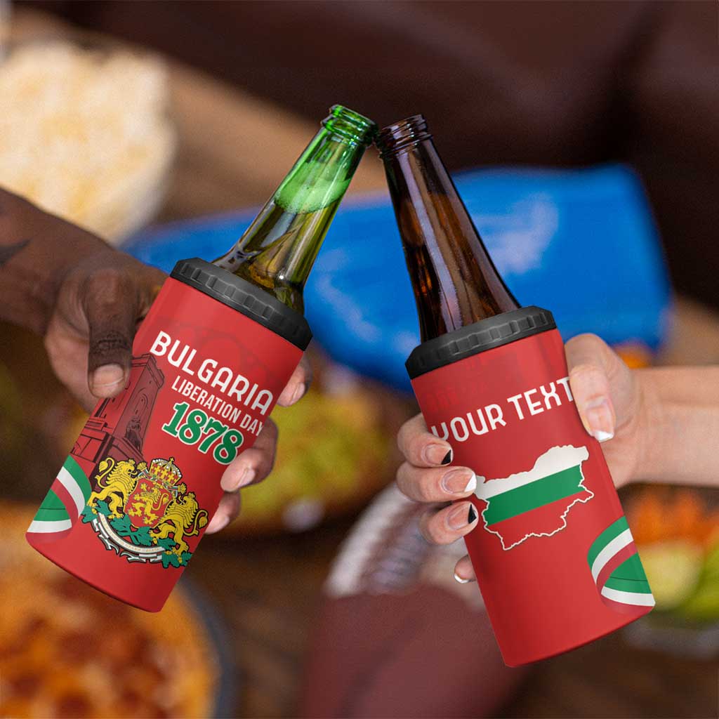 Personalized Bulgaria Liberation Day 4 in 1 Can Cooler Tumbler Shipka Monument Unity Makes Strength