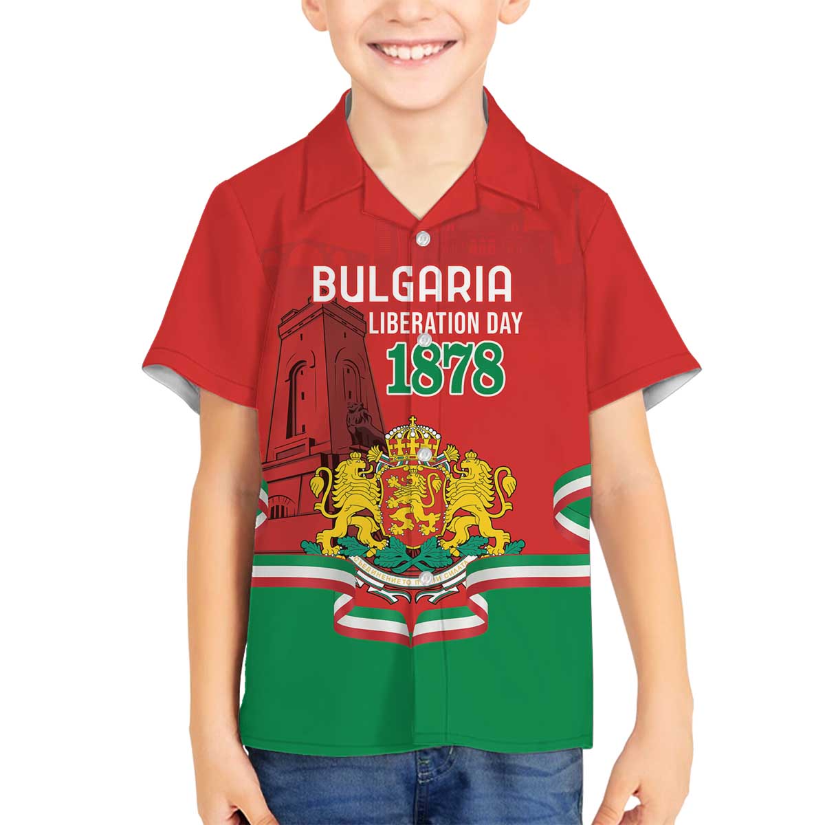 Personalized Bulgaria Liberation Day Family Matching Off The Shoulder Long Sleeve Dress and Hawaiian Shirt Shipka Monument Unity Makes Strength