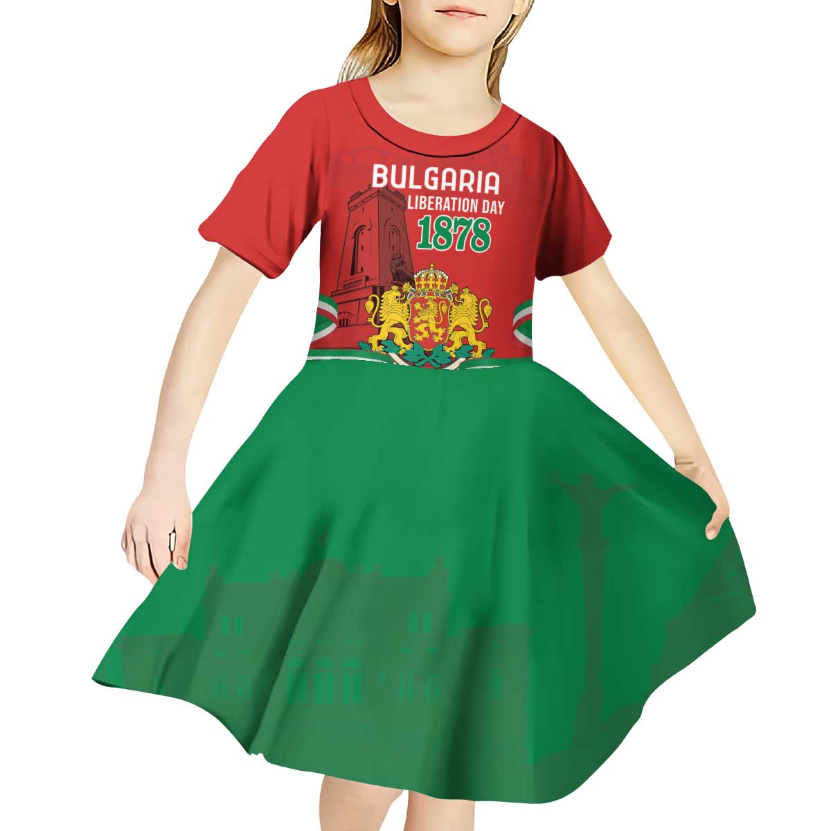 Personalized Bulgaria Liberation Day Kid Short Sleeve Dress Shipka Monument Unity Makes Strength