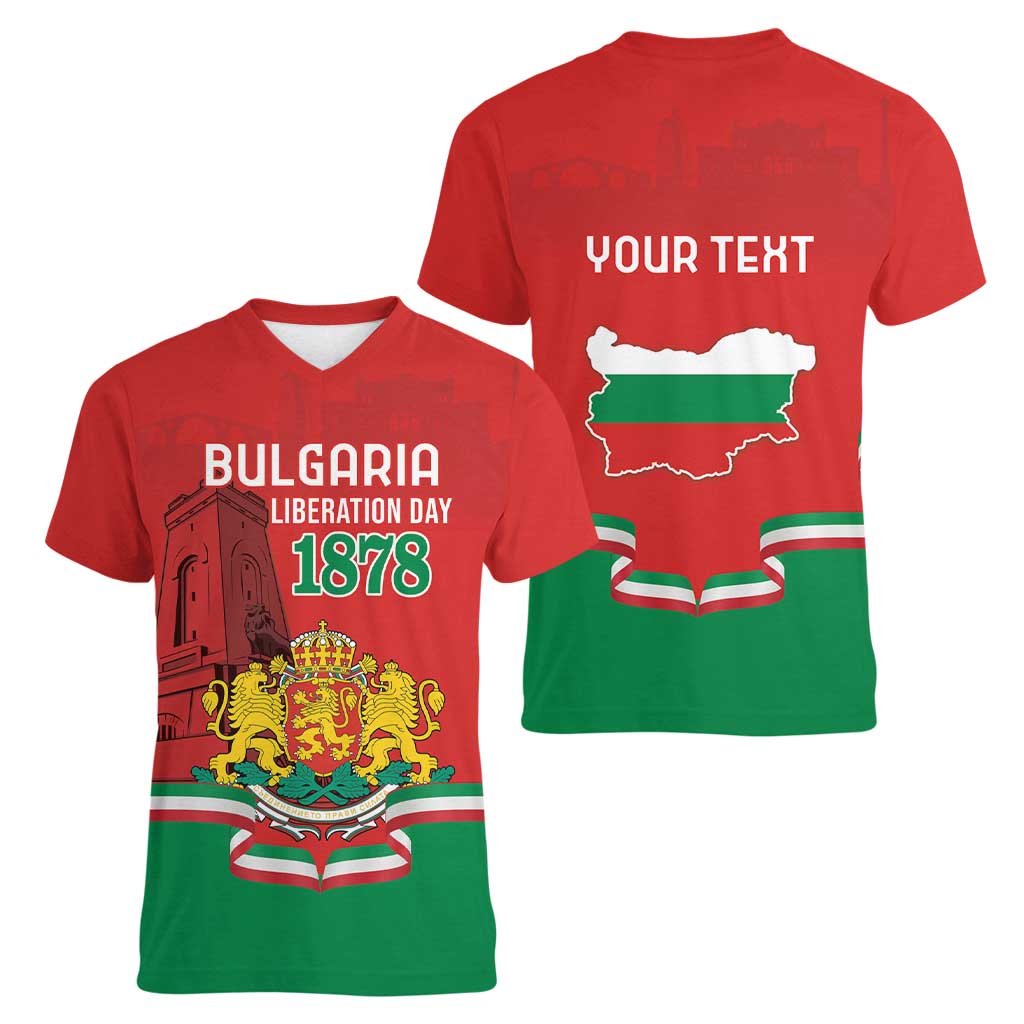 Personalized Bulgaria Liberation Day Women V-Neck T-Shirt Shipka Monument Unity Makes Strength - Wonder Print Shop