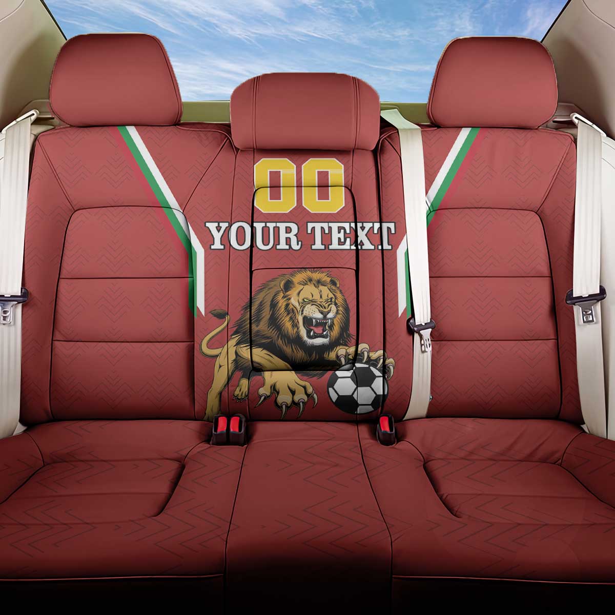 Custom Bulgaria Football Back Car Seat Cover The Lions Come Champions Red Version